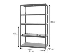 MCW Schwerlastregal E33 Verzinkt 200x120x60cm