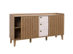 MCW Sideboard M48 Natur Schubladen Weiß