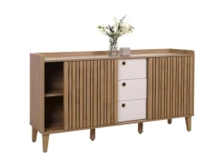 MCW Sideboard M48 Natur Schubladen Weiß