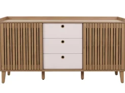 MCW Sideboard M48 Natur Schubladen Weiß