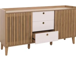 MCW Sideboard M48 Natur Schubladen Weiß
