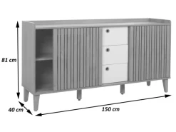 MCW Sideboard M48 Walnuss-Optik Schubladen Dunkelgrau