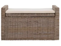 MCW Sitzbank Genua Rattan Staufach Grau-Braun