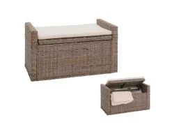 MCW Sitzbank Genua Rattan Staufach Grau-Braun
