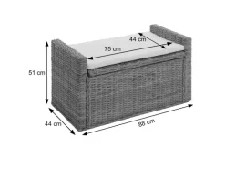 MCW Sitzbank Genua Rattan Staufach Grau-Braun