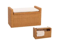 MCW Sitzbank Genua Rattan Staufach Honigfarben