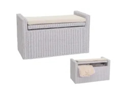MCW Sitzbank Genua Rattan Staufach Weiß