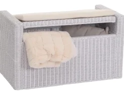MCW Sitzbank Genua Rattan Staufach Weiß