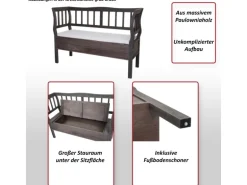 MCW Sitzbank H207 Staufach Shabby-Look Grau-Braun Shabby