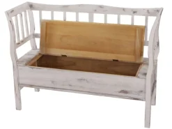 MCW Sitzbank H207 Staufach Shabby-Look Weiß Shabby