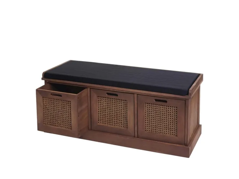 MCW Sitzbank J49 Aufbewahrungsboxen 47x110x40cm Braun Polster Schwarz