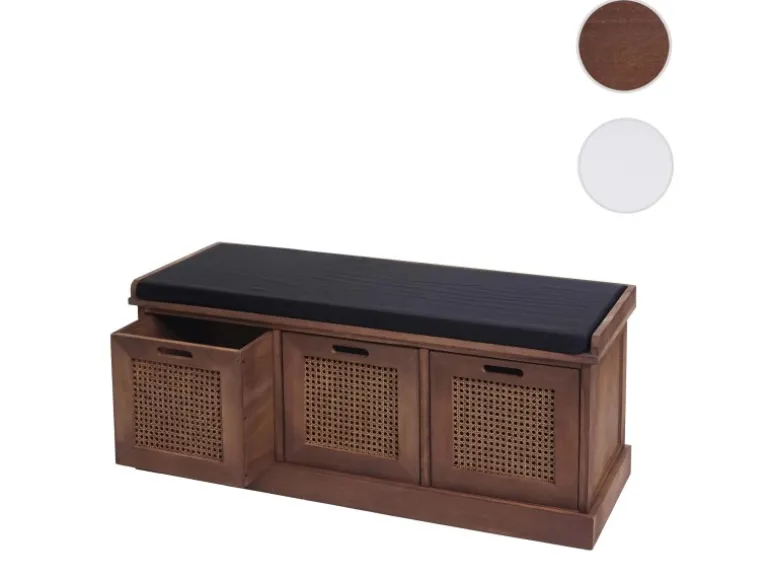 MCW Sitzbank J49 Aufbewahrungsboxen 47x110x40cm Braun Polster Schwarz