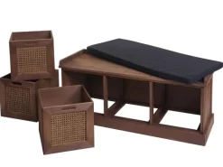 MCW Sitzbank J49 Aufbewahrungsboxen 47x110x40cm Braun Polster Schwarz