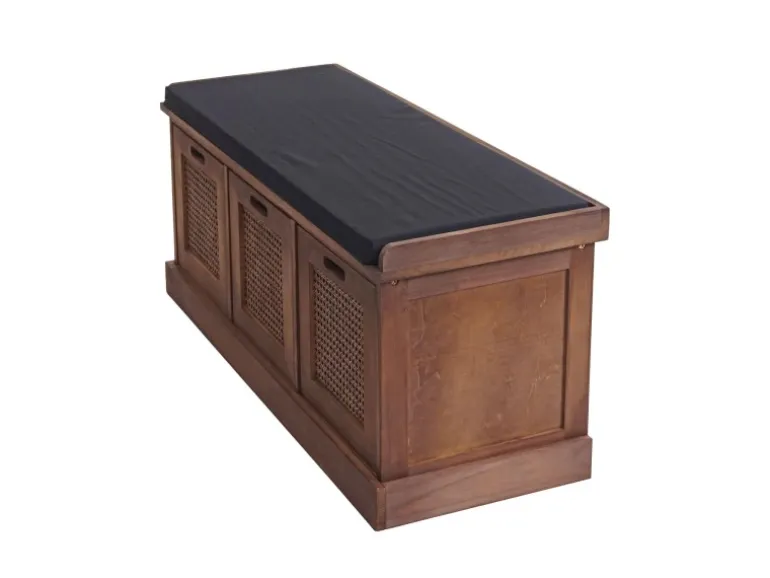 MCW Sitzbank J49 Aufbewahrungsboxen 47x110x40cm Braun Polster Schwarz