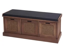 MCW Sitzbank J49 Aufbewahrungsboxen 47x110x40cm Braun Polster Schwarz