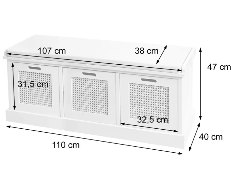 MCW Sitzbank J49 Aufbewahrungsboxen 47x110x40cm Braun Polster Schwarz