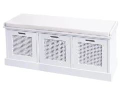 MCW Sitzbank J49 Aufbewahrungsboxen 47x110x40cm Weiß Polster Creme-Weiß