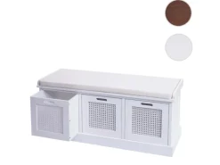 MCW Sitzbank J49 Aufbewahrungsboxen 47x110x40cm Weiß Polster Creme-Weiß