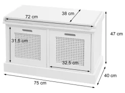 MCW Sitzbank J49 Aufbewahrungsboxen 47x75x40cm Braun Polster Schwarz