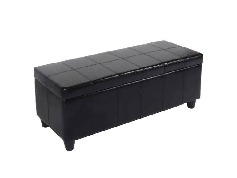 MCW Sitzbank mit Aufbewahrung Arezzo LEDER 112x45x45cm Schwarz
