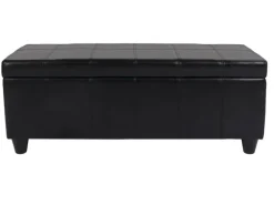 MCW Sitzbank mit Aufbewahrung Arezzo LEDER 112x45x45cm Schwarz