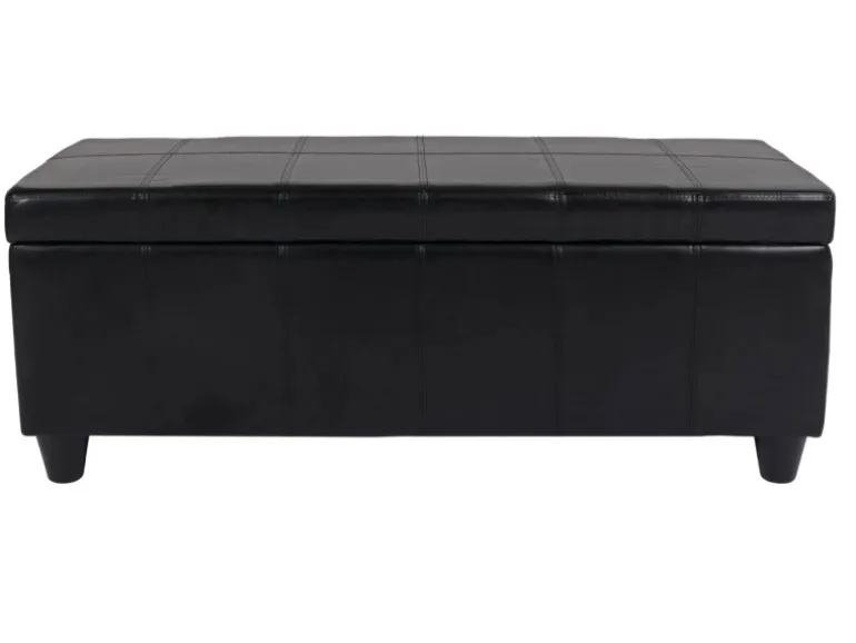 MCW Sitzbank mit Aufbewahrung Arezzo LEDER 112x45x45cm Schwarz