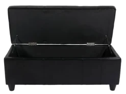 MCW Sitzbank mit Aufbewahrung Arezzo LEDER 112x45x45cm Schwarz