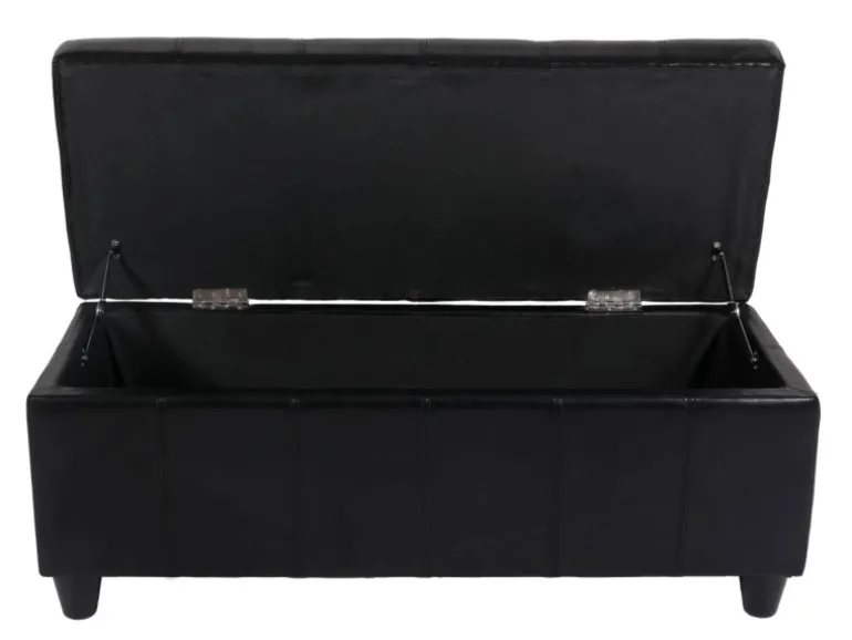 MCW Sitzbank mit Aufbewahrung Arezzo LEDER 112x45x45cm Schwarz