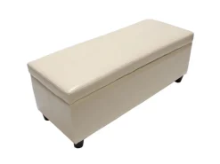 MCW Sitzbank mit Aufbewahrung Arezzo LEDER 114x38x45cm Creme