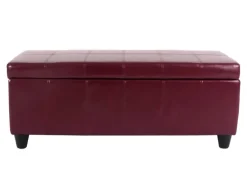 MCW Sitzbank mit Aufbewahrung Arezzo LEDER 112x45x45cm Rot