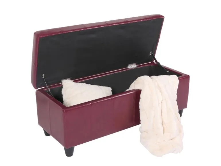 MCW Sitzbank mit Aufbewahrung Arezzo LEDER 112x45x45cm Rot