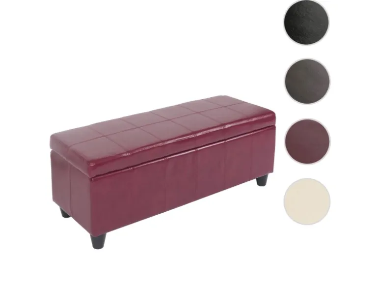 MCW Sitzbank mit Aufbewahrung Arezzo LEDER 112x45x45cm Rot