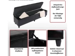 MCW Sitzbank mit Aufbewahrung Arezzo XXL Schwarz