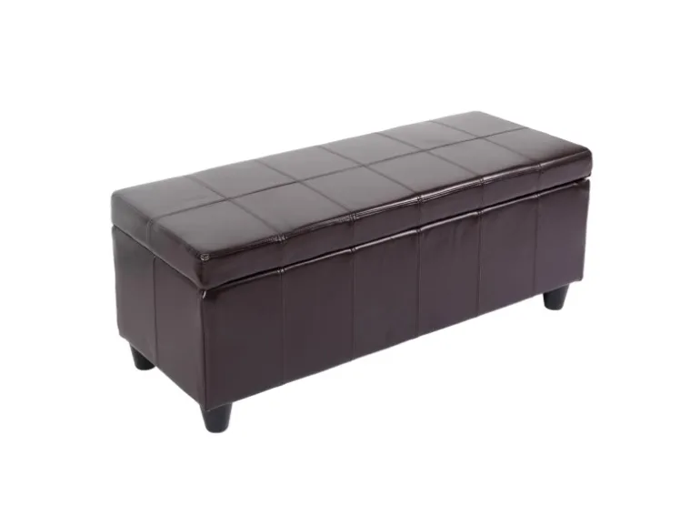 MCW Sitzbank mit Aufbewahrung Arezzo LEDER 112x45x45cm Braun