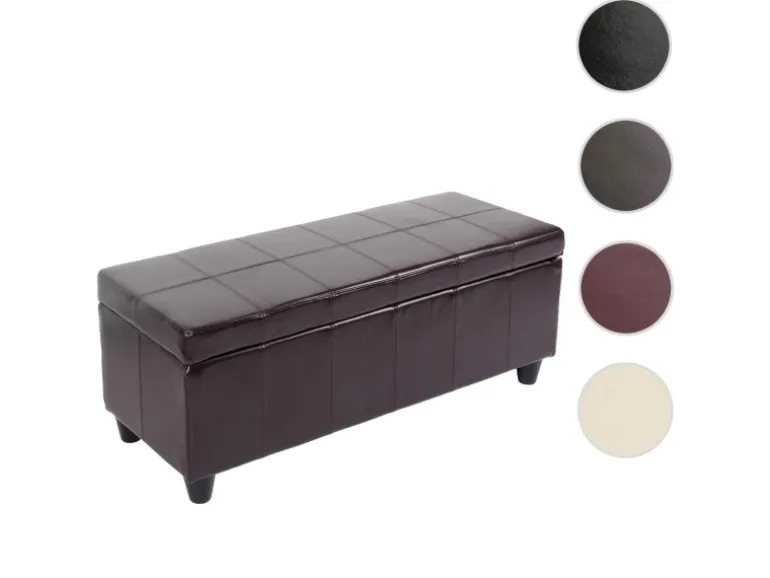MCW Sitzbank mit Aufbewahrung Arezzo LEDER 112x45x45cm Braun