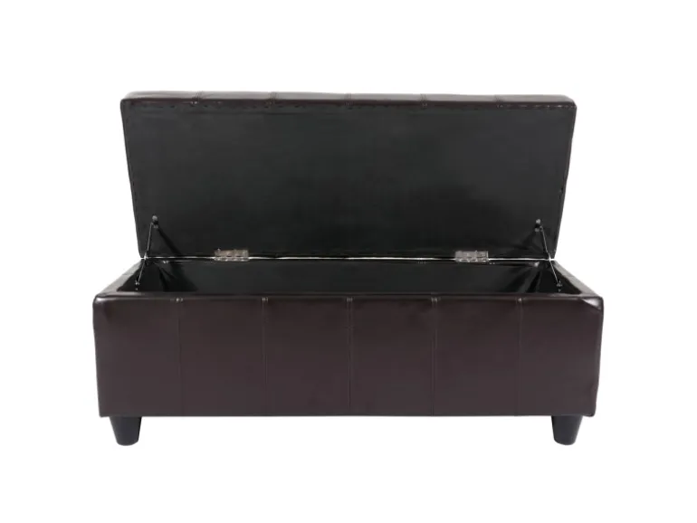 MCW Sitzbank mit Aufbewahrung Arezzo LEDER 112x45x45cm Braun