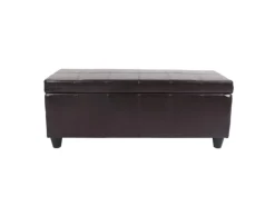 MCW Sitzbank mit Aufbewahrung Arezzo LEDER 112x45x45cm Braun
