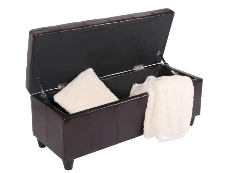 MCW Sitzbank mit Aufbewahrung Arezzo LEDER 112x45x45cm Braun