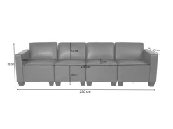 MCW 4-Sitzer Sofa Moncalieri Rot-Braun