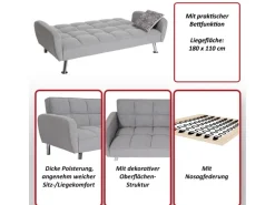 MCW Sofa K19 Stoff/Textil Hellgrau