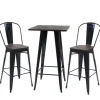 MCW Stehtisch-Set A73 inkl. Holz-Tischplatte Metall 3-teilig Schwarz