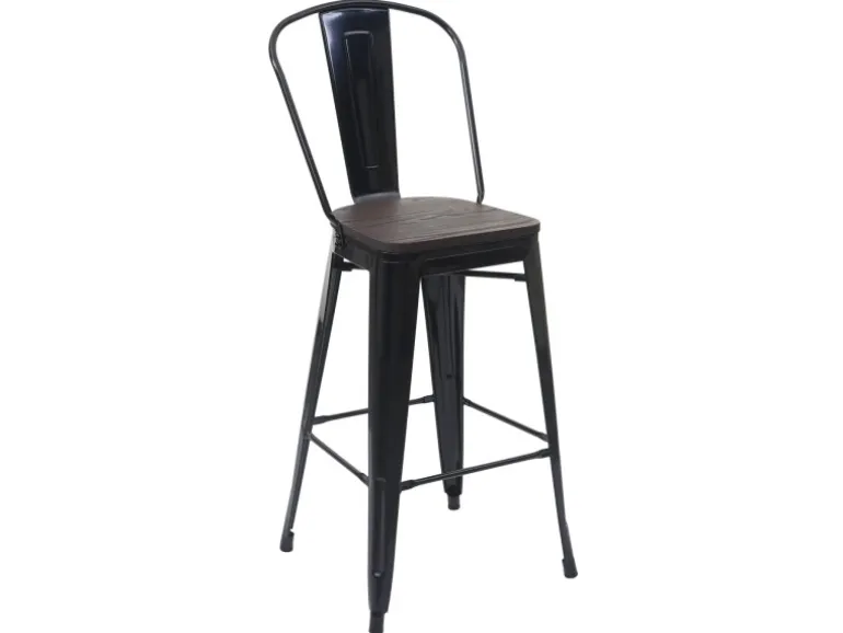MCW Stehtisch-Set A73 inkl. Holz-Tischplatte Metall 3-teilig Schwarz