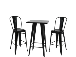 MCW Stehtisch-Set A73 Metall 3-teilig Schwarz
