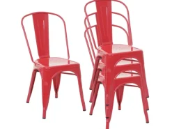 MCW Stuhl A73 Metall 4er-Set Rot
