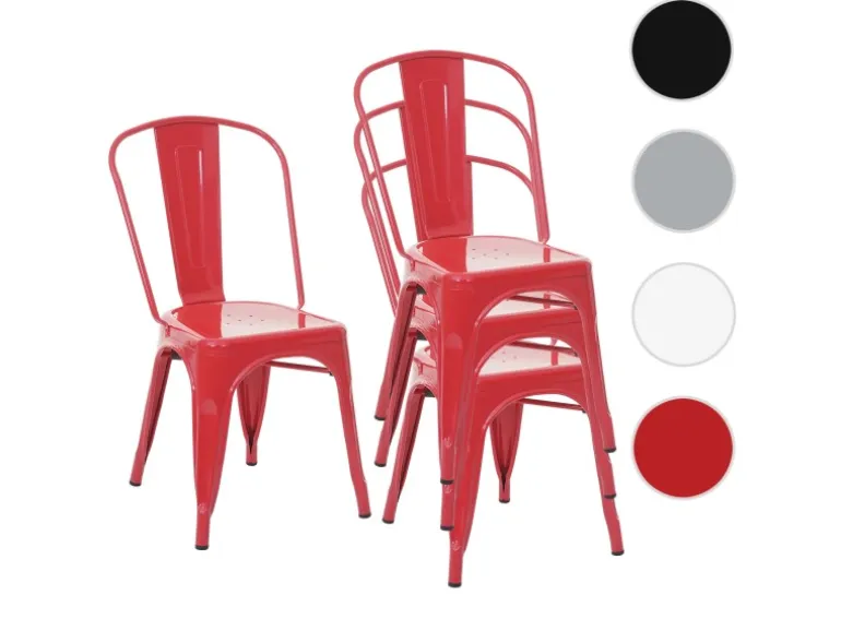 MCW Stuhl A73 Metall 4er-Set Rot