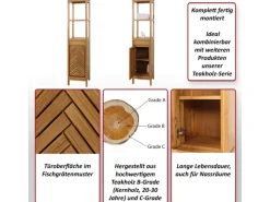 MCW Teak-Hochschrank M74 1 Tür 4 Fächer
