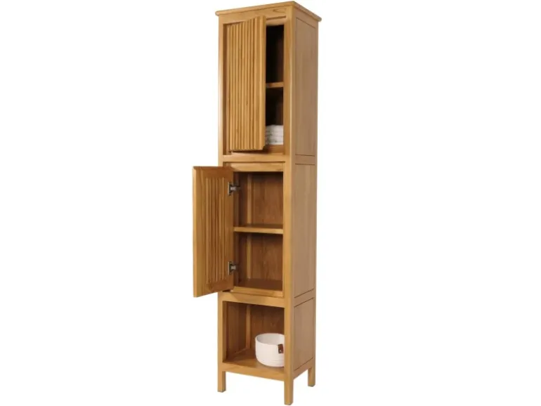 MCW Teak-Hochschrank M70 2 Türen 5 Fächer