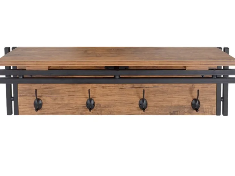 MCW Wandgarderobe A27 4 Haken 3D-Struktur Wildeiche-Optik