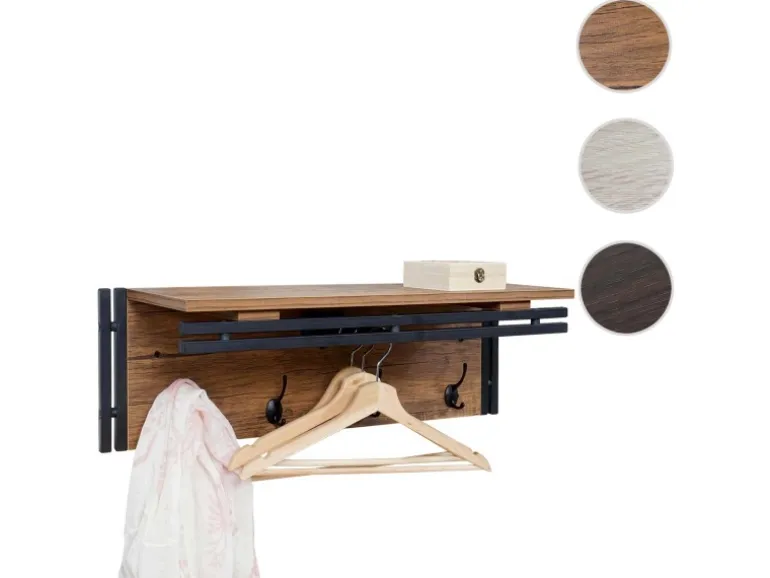 MCW Wandgarderobe A27 4 Haken 3D-Struktur Wildeiche-Optik