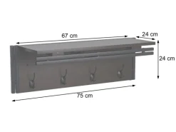 MCW Wandgarderobe A27 4 Haken 3D-Struktur Dunkelbraun